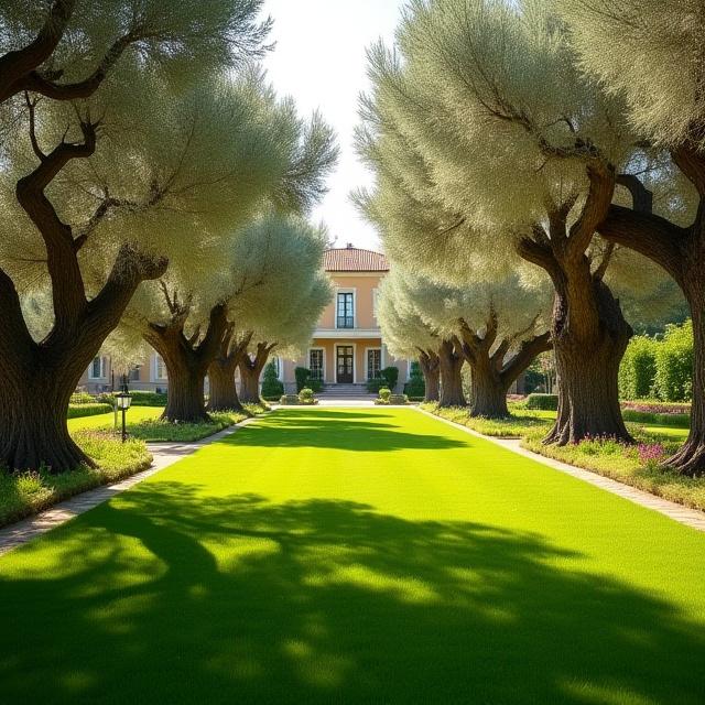 Giardino privato con ulivi secolari e prato all'inglese.